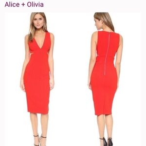 Alice + Olivia Red Midi Dress